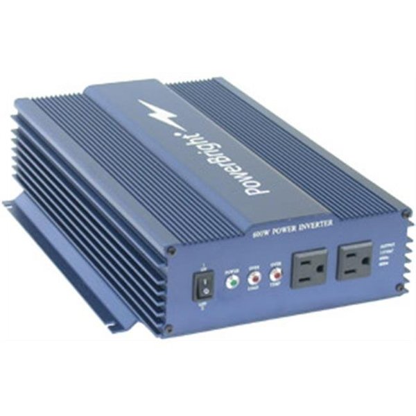 Power Bright Power Inverter, Pure Sine Wave, 1,000 W Peak, 600 W Continuous, 2 Outlets APS600-24